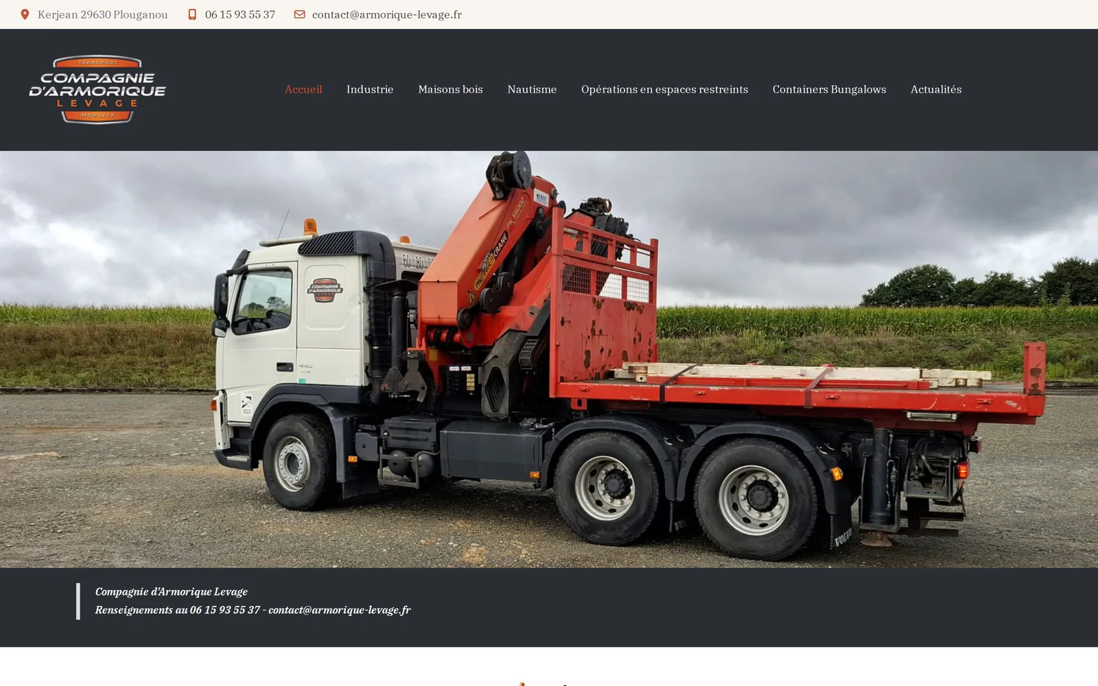 Page d’accueil du site Armorique Levage