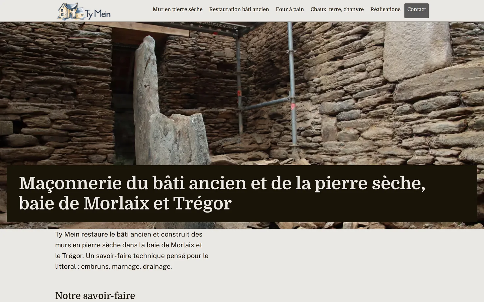 Page d’accueil du site Ty Mein